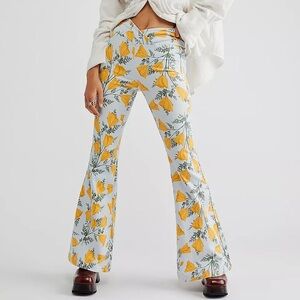 We The Free Yellow Floral Bell Bottom Pants